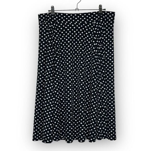 Lands’ End Black White Animal Print Dot A-Line Knee Length Skirt Women’s Size M - Picture 1 of 11